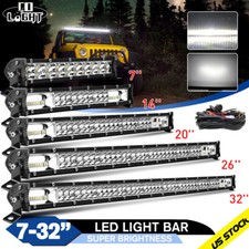 Dual Row 7"-52inch LED Light Bar Spot Flood Fog Offroad Truck Pickup 4WD SUV UTV