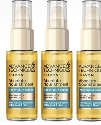AVON Advance Techniques Absolute Nourishment Hair Serum- Argan Oil 1 oz X 3