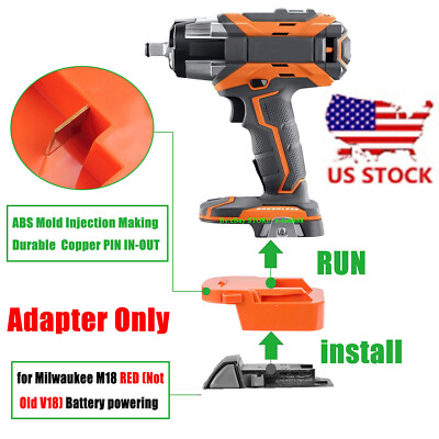 1x for Milwaukee M18 Battery To fits Ridgid 18V Dirll Tools Adapter-Adapter Only