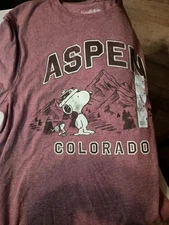 Snoopy Peanuts Aspen Colorado Tshirt Medium Dark Pink. New No Tags