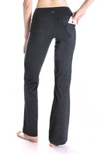 ,2 Back Pockets,Petite Womens Bootcut Yoga Pants Flare Workout Pant,29,Charco...