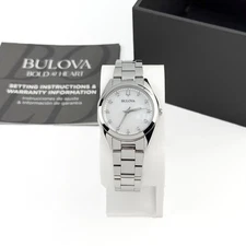 Bulova Surveyor 96P228 Mother of Pearl Dial Women's Quartz Watch 31mm