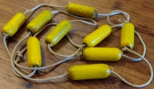 Vtg Wood Fishing Net Floats On Rope Primitive  Wooden Nautical Decor Authentic