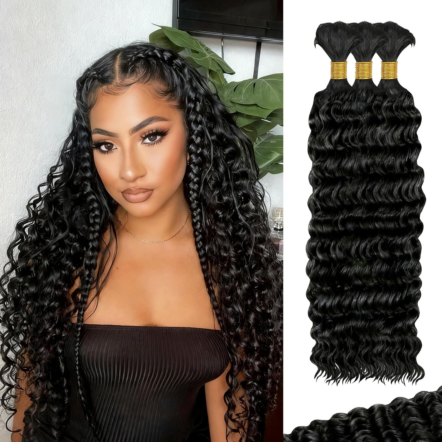 Human Braiding Hair for Boho Braids Human 195G 18 Inch Curly Boho Hair for Braid