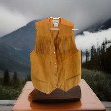 Fringe Vest Tan Leather Tillman med rn48369 Vintage