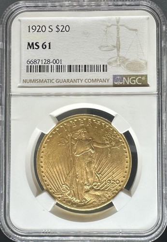 1920-S $20 St Gaudens MS61 NGC (#PA6687128001)
