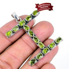 August Birth Natural Peridot Faceted 925 Silver Sister Wedding Pendant Jewelry