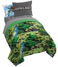 Minecraft Daytime 7 Piece Full Bed Set - Includes Comforter  Sheet Set - Bed...