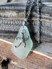 Sea Glass  Starfish Charm Necklace Surf Hawaii Beach Wife Friend Mother Sister
