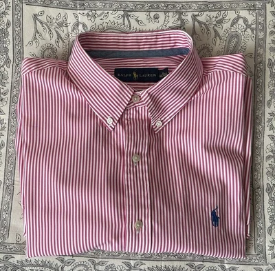 Herren Kurzarm Hemd XL Ralph Lauren Neuwertig Top Zustand Rot Gestreift - Bild 1 von 4