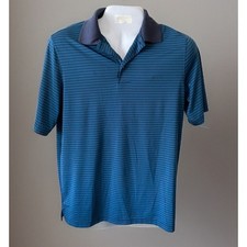 Champion Golf Polo Shirt Mens M Blue Navy Striped Collared Short Sleeve 42"ch.