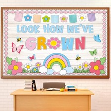 Spring Flower Bulletin Board Decorations Set with Borders Motivational Grow F...
