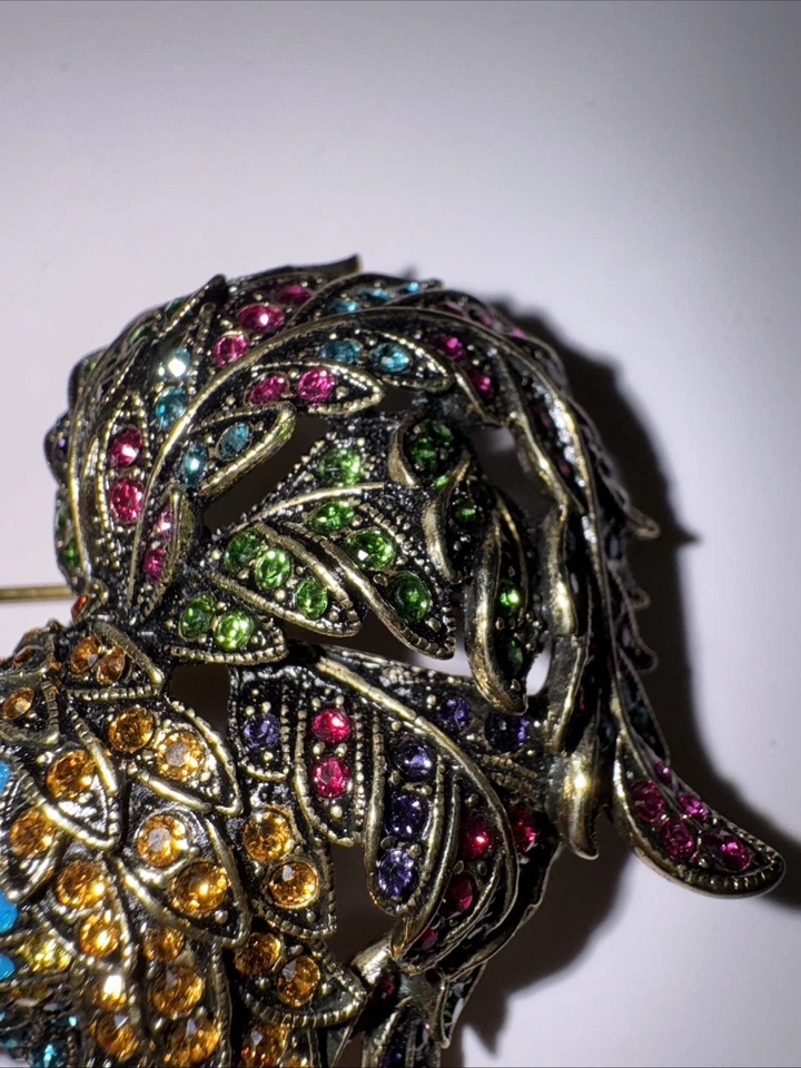 Heidi Daus Signed Dazzling Brooch RAVISHING ROOSTER RARE VINTAGE 2.5” T X 2.25” - Image 3 of 4