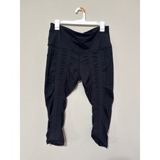 Sweetflexx Resistance Capri Leggings Black Compression Pants Size 14 Pockets