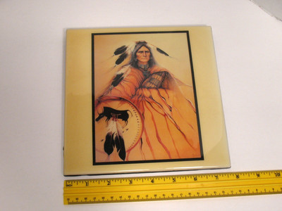 EAGLE MAN BY MARIE BUCHFINK DECORATIVE CERAMIC TILE 8 X 8 A.R.T. CO NEW