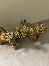 2 Vintage La Vie Safari Collection Elephants Decoupage Animal Print Sculptures