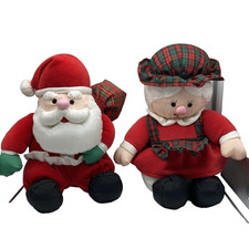 Santa Mrs Claus Plush Dolls Nylon Material 11"-12" VTG Gibson Greetings 1994