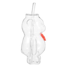 330ml Bear Glass Cup With Straw Honey Bear Straw Cup For Birthday Gift Women