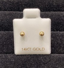 14K Solid Yellow Gold Round Ball Bead Sleeper 3mm Butterfly Back Stud Earrings