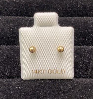  14K Massive Gelbgold Runde Kugel Perlen Sleeper 3mm Schmetterling Rücken Ohrstecker 