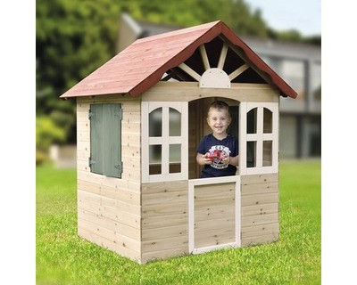 Spielhaus dobar aus Holz mit Fenster und Türen 115x102x129 cm rot