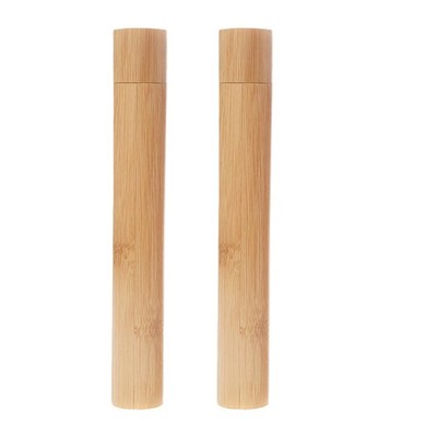 2 Pcs Natural Bamboo Toothbrush Storage Holder 21CM/8.3 Inch, Color