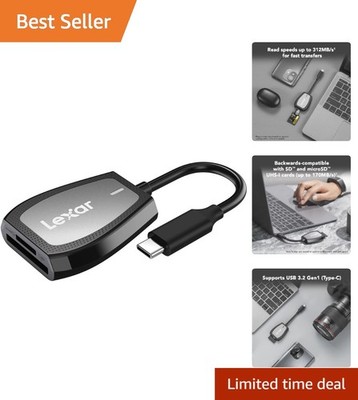Professional USB 3.2 Type-C Dual-Slot Reader for SD & microSD Cards - 312MB/s
