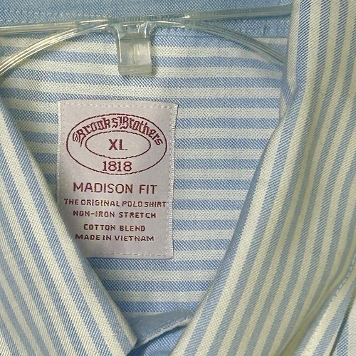 NWT BROOKS BROTHERS Brookscool Blue White Stripe Oxford Cloth Sz L Madison Shirt - Picture 2 of 10