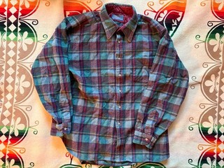 Camisa De Colección Años 70 Pendleton Cuadros 100% Lana Virgen Abotonada Etiqueta EE. UU. Talla CL