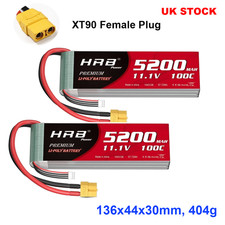 2pcs HRB 3S 11.1V 5200mAh XT90 LiPo Battery 100C for RC Helicopter Drone Truck