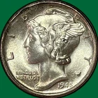 1945-S Mercury Dime Brilliant Uncirculated BU Coin #36643
