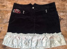 Oilily Velvet Mini Skirt With Embroidery Embellishment And Mint Ruffle 40/32