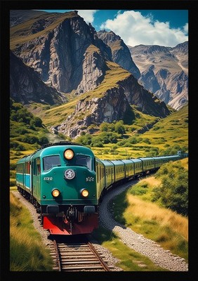 Kühner Vintage Zug gerahmtes Wandbild Poster Leinwanddruck Bild
