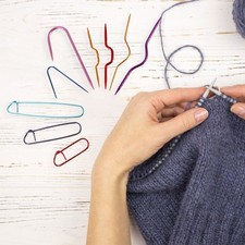 9 PCS Knitting Crochet Needle Cable Stitch Holder Hook Bent Tapestry