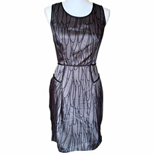 Y2K MILLY of New York Womens Silk Gray Black Sheath Dress Zip Made In USA Size 4