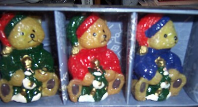 NIB VINTAGE D.S.I. (2002) Set of Three (3) Teddy Bear Christmas Candles