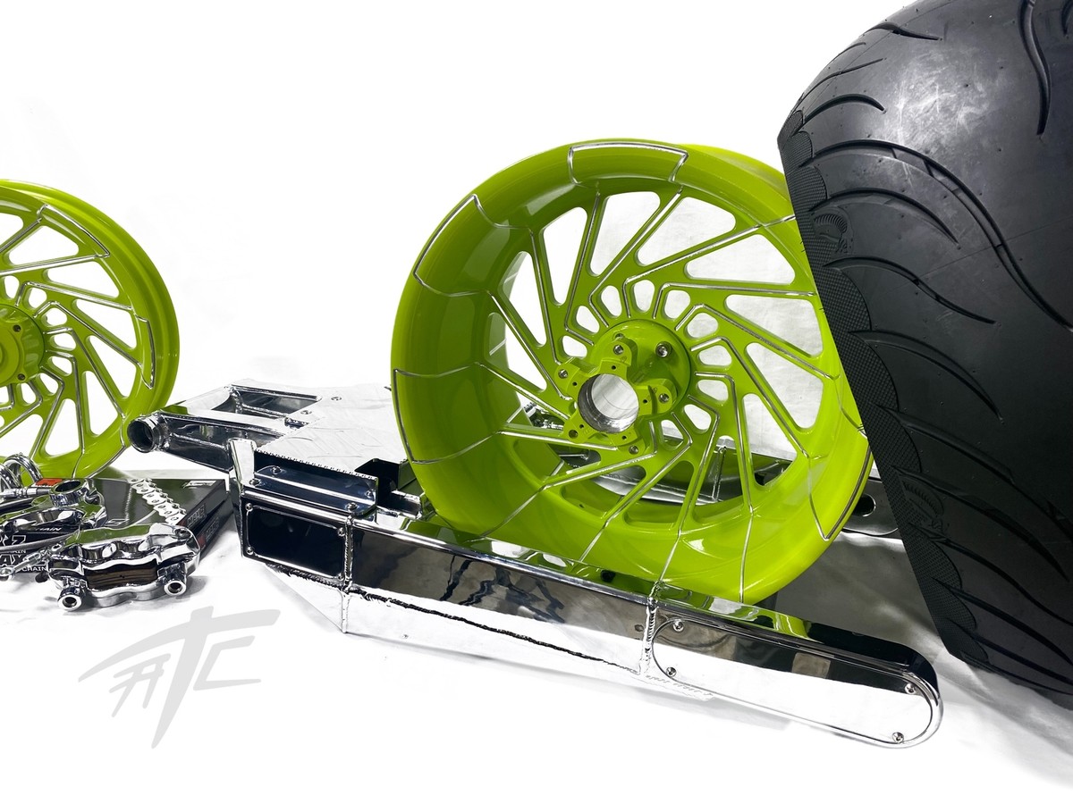 NINJA 300 FAT TIRE KIT NEON MAYHEM WHEELS CHROME ARM 06-11