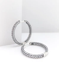 NEW 100% Authentic PANDORA 925 Timeless Pavé Single-row Hoop Earrings 293016C01