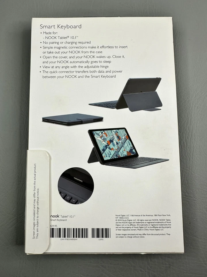 Nook Smart Keyboard Folio With Stand For Nook Tablet 10.1” Black New - Image 3 of 4