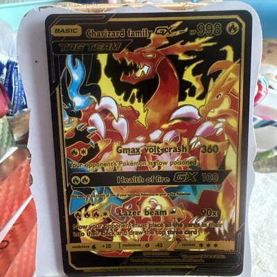 Charizard Family Gx Black💥Fan Art💥Hp100000 NM | eBay