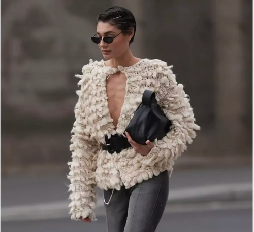 Zara Textured Chunky Knit Cardigan Jacket Beige Cream Size S M 0021/107 New - 第 2/17 張圖片