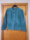 Coldwater Creek Green Long Sleeve Button Up Leather Jacket Womens Petite S