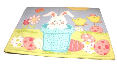 Easter  Placemats Applique Cloth Two (2) Bunny Rabbit, Baby Chicks, Easter Eggs