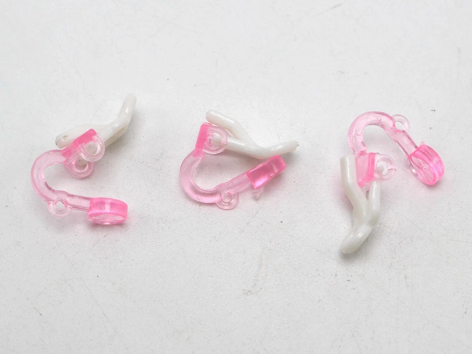 50 ganchos de plástico rosa con clip para pendientes a presión con lazo palanca trasera pendientes para niños Foto 4 de 4