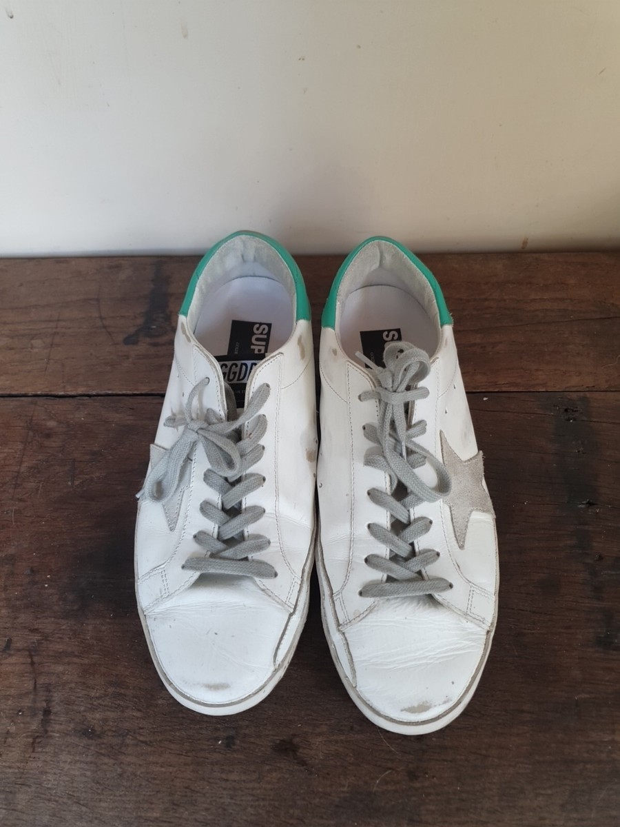 GOLDEN GOOSE Super-Star Distressed Suede-Trimmed Leather Sneakers