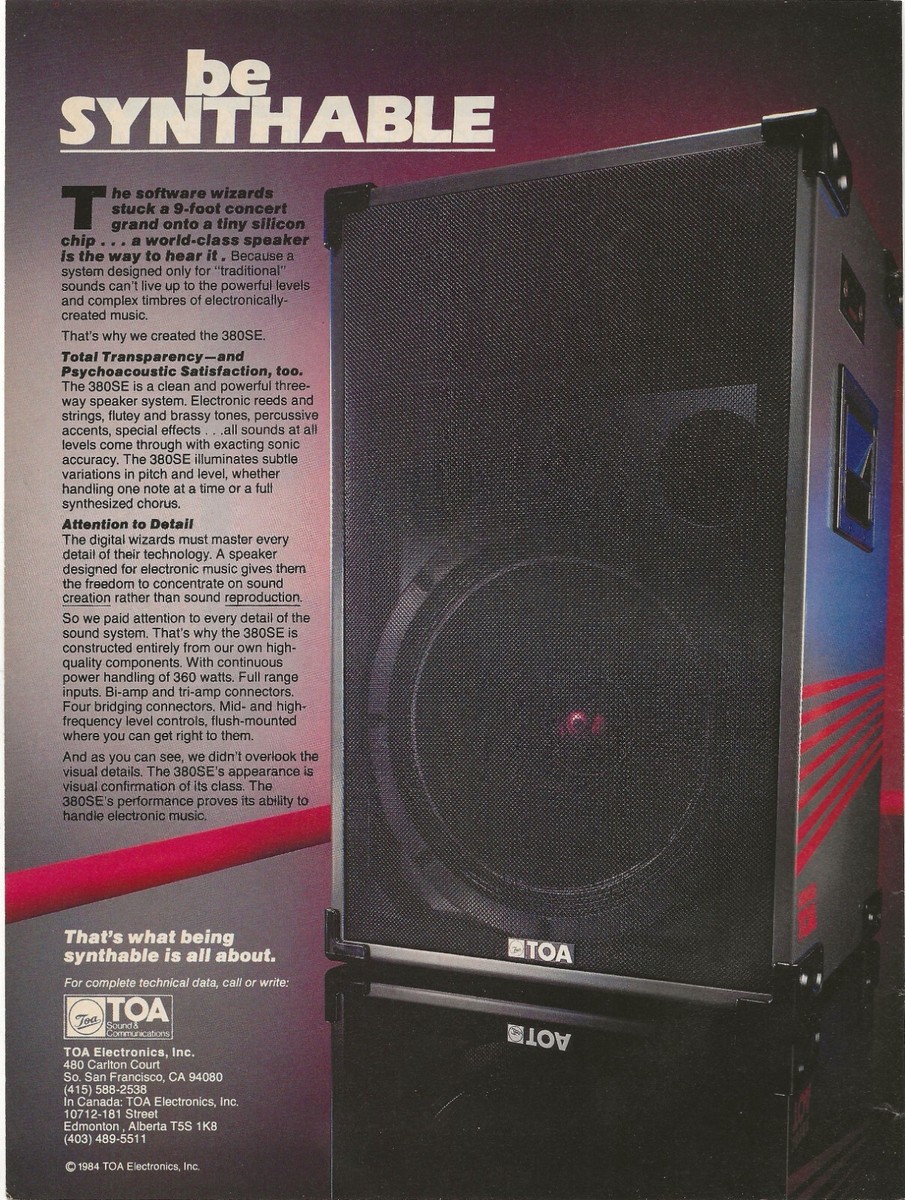 Vintage Print Ad TOA 380SE Three Way Speaker System - Circus Feb