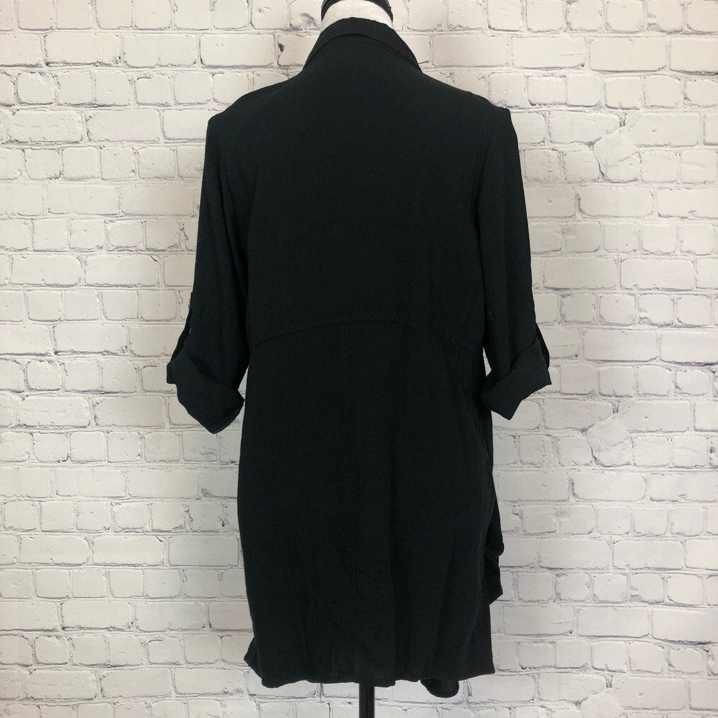 Fridaze Hidden Button Long Linen Jacket Size S Bl… - image 3