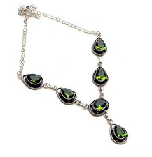Green Peridot Gemstone Handmade 925 Sterling Silver Jewelry Necklace Size 18"