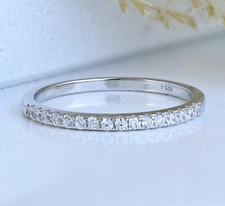 1.8mm CZ Wedding Band 925 Sterling Silver Half Eternity Ring Guard 2.5-15 S6699