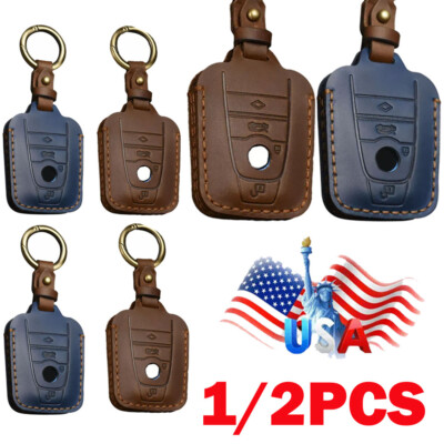 1/2Pc Leather Remote Car Key Fob Case Cover Holder Shell For Bmw i3 i8 2014+ US